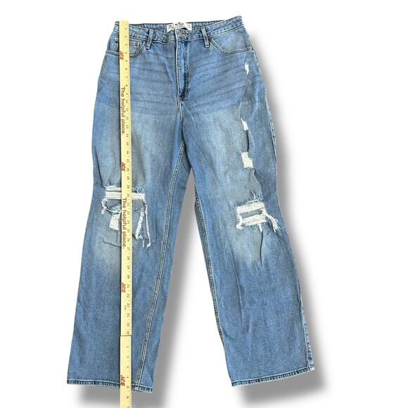 Hollister Curvy Ultra High Rise Dad Jeans 13R W31 L31 Distressed Straight Leg - Picture 5 of 12